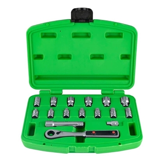 ESTUCHE DE HERRAMIENTAS CON 16 PIEZAS GO-THROUGH 1/4" CROMADO- 50623 JBM - Imagen 1