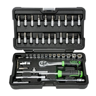 ESTUCHE DE HERRAMIENTAS DE 46 PIEZAS CON VASOS HEXAGONALES 1/4" CINCADO- 54109 JBM - Imagen 1