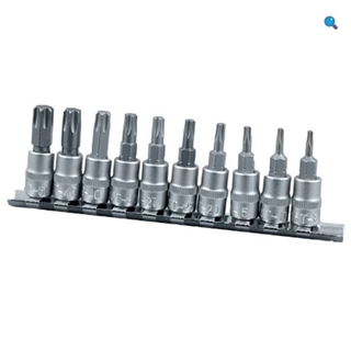 JUEGO PUNTAS TORX EN VASO 1/4", 10 PIEZAS, T8 – T50 9778 - Imagen 1